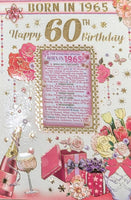 60 Female Year Card - Born In 1965 Keepsake
