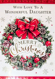 Daughter Christmas - Traditional Wreath Merry
