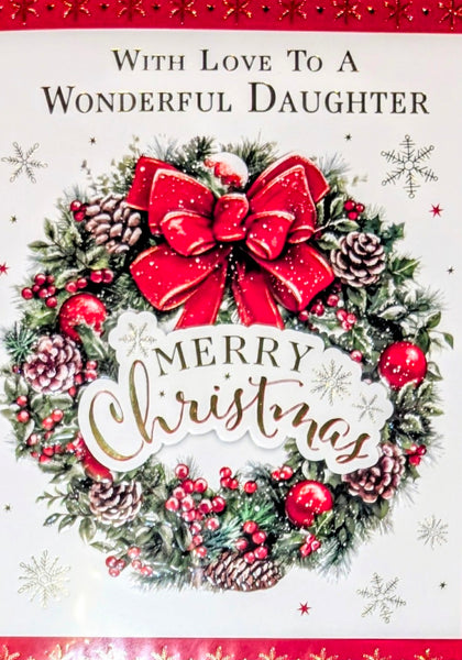 Daughter Christmas - Traditional Wreath Merry