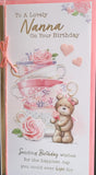 Nanna Birthday - Slim Cute Bear With Teacups