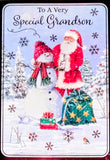 Grandson Christmas - Traditional Santa & Snowman