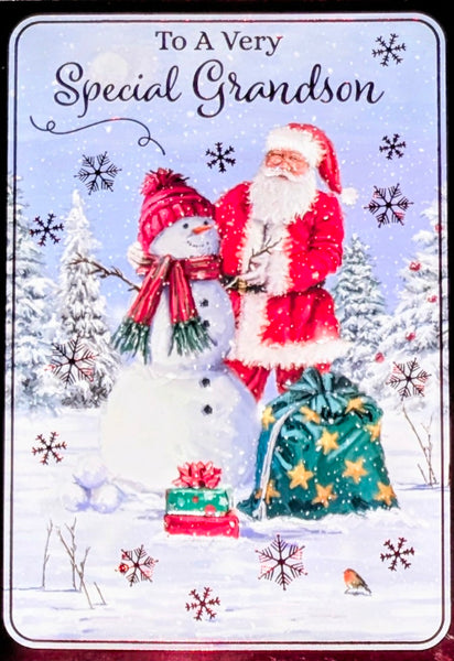Grandson Christmas - Traditional Santa & Snowman