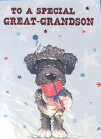 Great Grandson Birthday - Cute Dog With Gift
