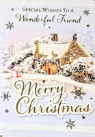 Friend Christmas - Traditional Snowy Scene Merry