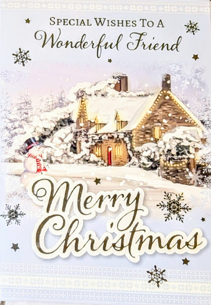 Friend Christmas - Traditional Snowy Scene Merry