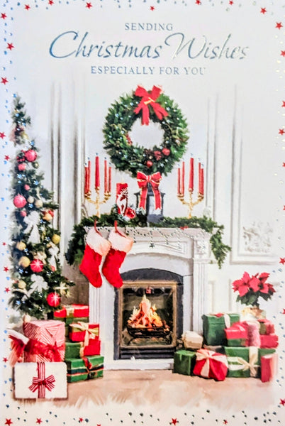 Open Christmas - Traditional Fireplace & Wreath