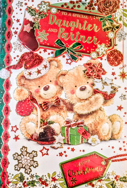 Daughter & Partner Christmas - Cute Bears With Gifts