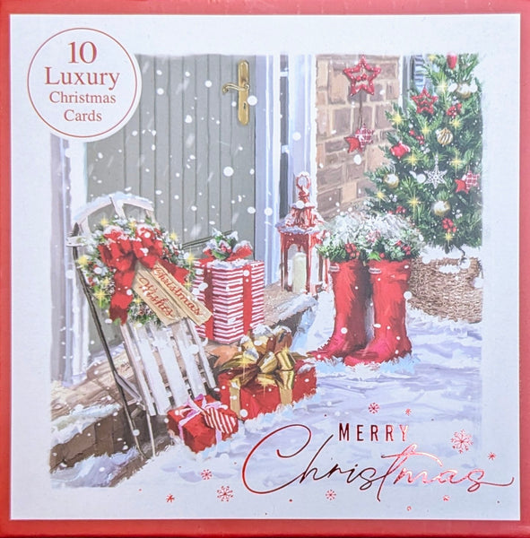 Box Of 10 Christmas Cards - Boots & Sledge