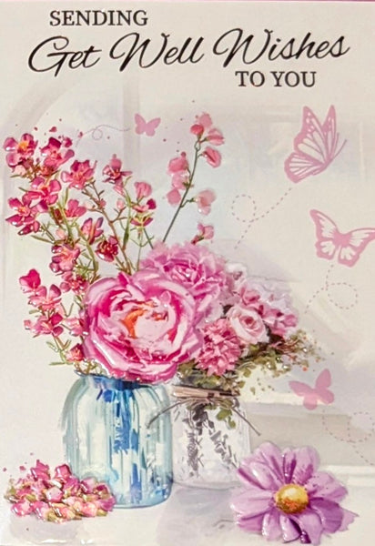 Get Well Soon - Flowers In Glass Vase