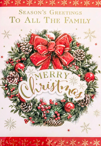 To All The Family Christmas - Traditional Wreath Merry