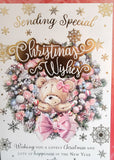 Open Christmas - Cute Bear and Wreath