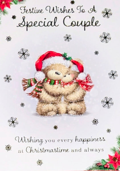Special Couple Christmas - Cute Bears In Hats Festive Wishes