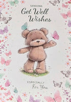 Get Well Female - Cute Bear With Butterflies