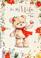 Wife Christmas - Large Cute Bear With Robin