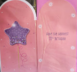 11 Girl Birthday - Platinum Slim Butterfly