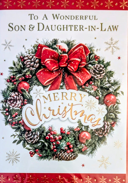 Son & Daughter In Law Christmas - Traditional Wreath Merry