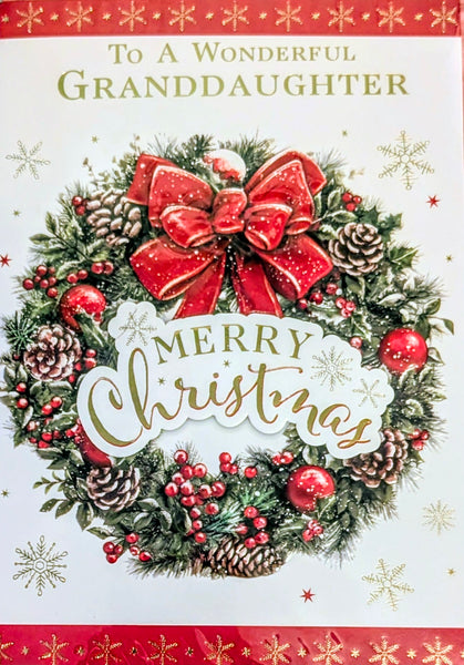 Granddaughter Christmas - Traditional Wreath Wonderful