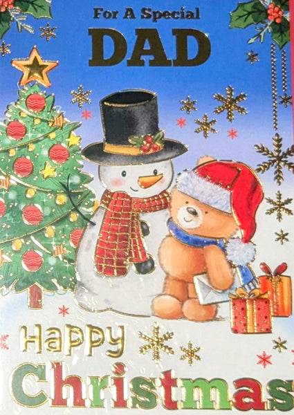 Dad Christmas - Cute Bear With Snowman