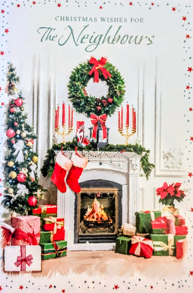 Neighbours Christmas - Traditional Fireplace & Wreath