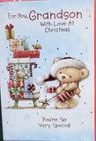 Grandson Christmas - Cute bear pulling presents