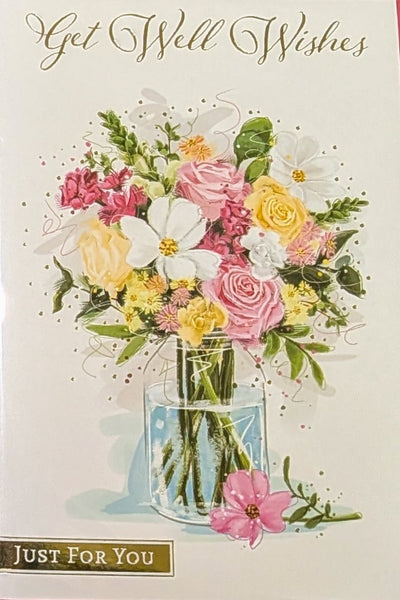 Get Well Soon - Flowers In Glass Vase