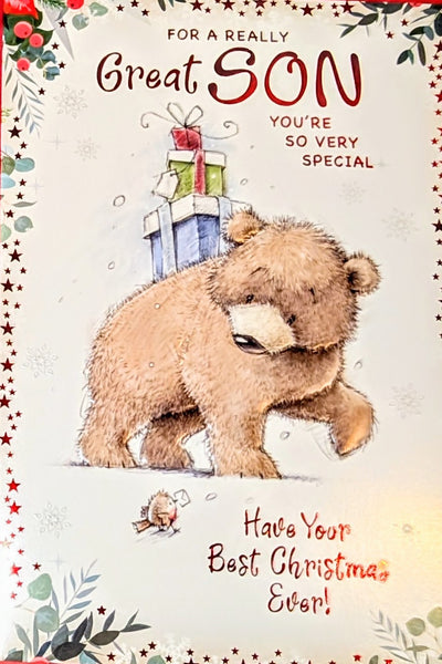 Son Christmas - Cute Bear With Gifts