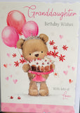 Granddaughter Birthday - brown bear and cake