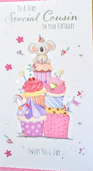 Cousin Birthday - Slim Cute Koala & Cupcakes