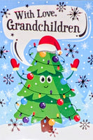 Grandchildren Christmas - Tree With Santa Hat