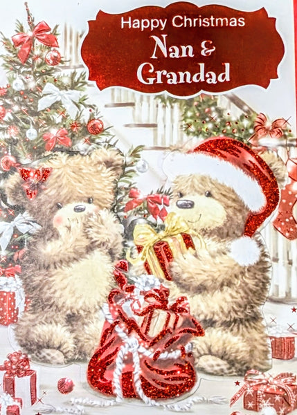 Nan & Grandad Christmas - Cute Bears With Gifts