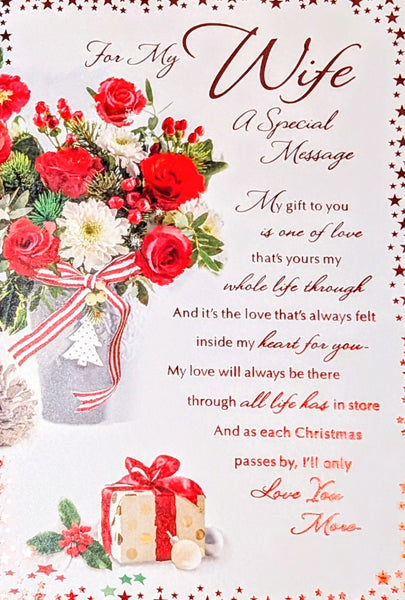 Wife Christmas - Traditional Flowers Words
