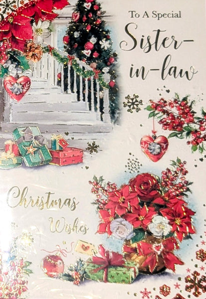 Sister In Law Christmas - Traditional Stairs & Flowers