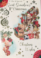 Great Grandson 1st Christmas - Cute Bears & Stairs