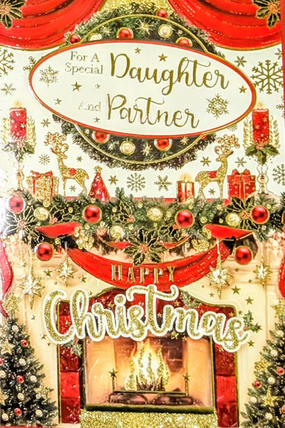 Daughter & Partner Christmas - Traditional Fireplace