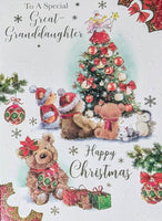 Great Granddaughter Christmas - Cute Bears With Tree
