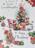 Great Granddaughter Christmas - Cute Bears With Tree