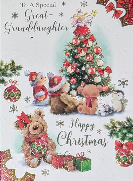 Great Granddaughter Christmas - Cute Bears With Tree
