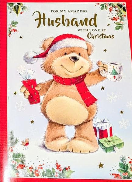 Husband Christmas- Large Cute Bear With Gifts