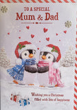 Mum & Dad Christmas - Large Cute penguins
