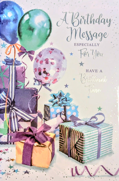 Open Male Birthday - Blue Gift Boxes & Balloons