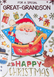 Great Grandson Christmas - Santa With Blue Star