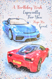 Open Male Birthday - Traditional Red & Blue Sports Cars