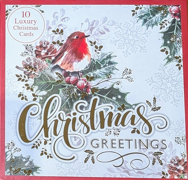 Box Of 10 Christmas Cards - Robin