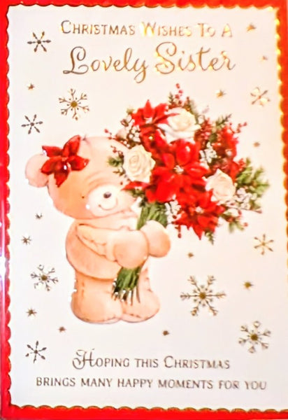 Sister Christmas - Cute Bear With Bouquet
