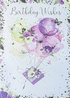 Open Female Birthday - Purple Balloons & Gift