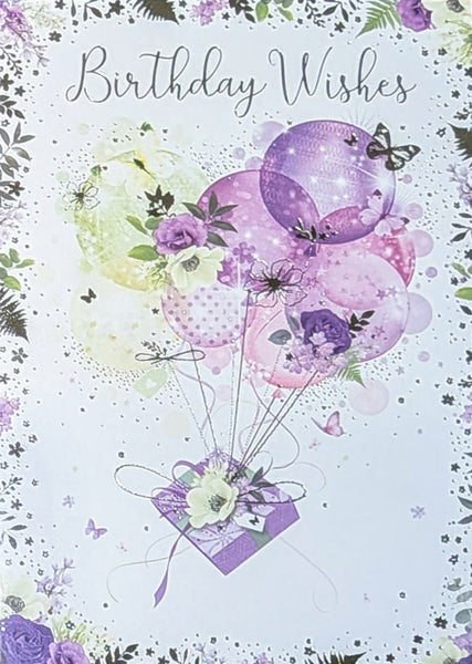 Open Female Birthday - Purple Balloons & Gift