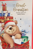 Great Grandson Christmas - Cute Bear With Gift Boxes