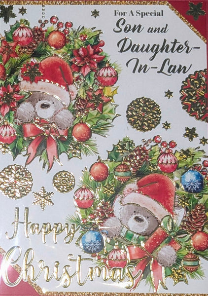 Son & Daughter In Law  Christmas - Cute 2 Wreaths