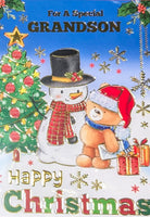 Grandson Christmas - Cute Bear & Snowman