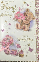 Friend Birthday - Large Cute Flowers & Cupcake